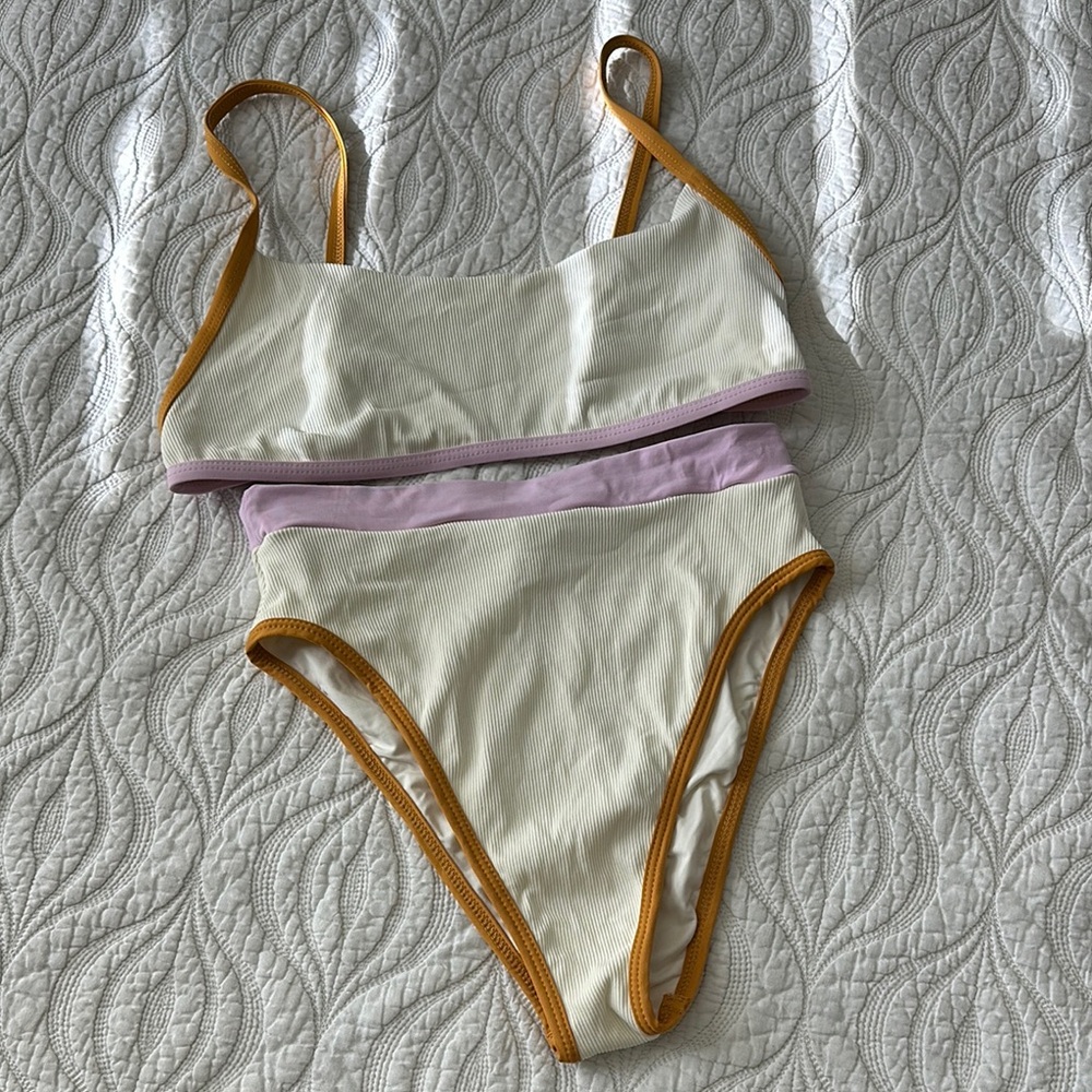 L*Space Cream and Mustard Bikini